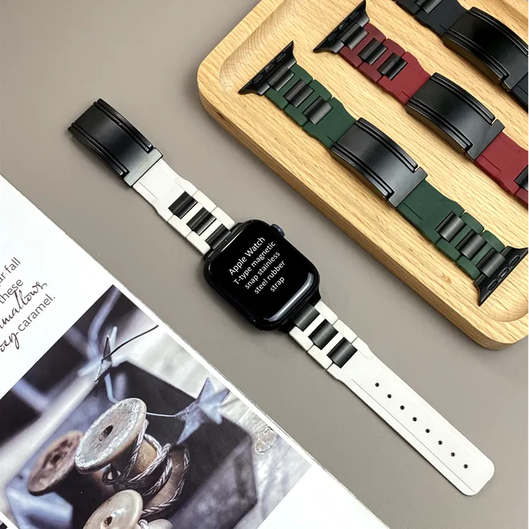 KVZUVUU Apple Compatibility Watch Band Stainless Steel, Rubber Material-29