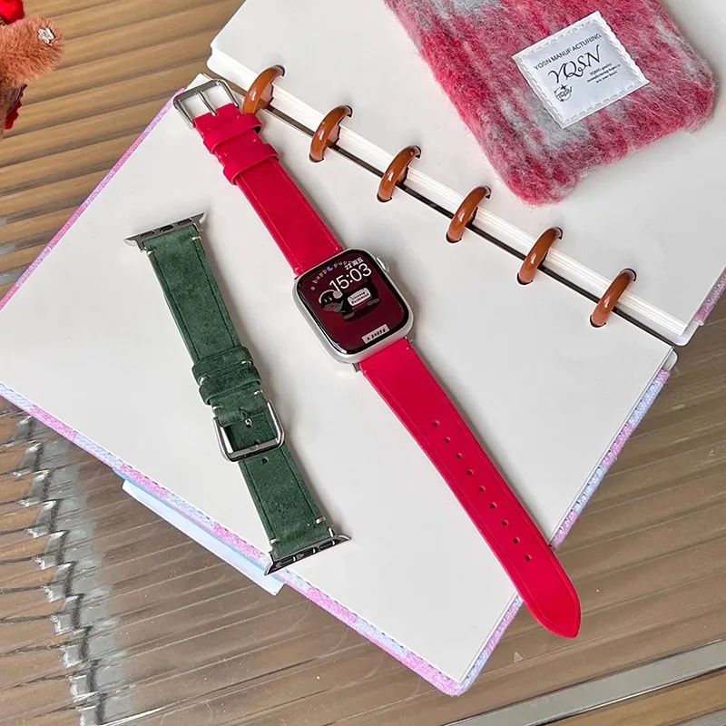 KVZUVUU Watch Band Apple Compatibility Cowhide Leather Material-4