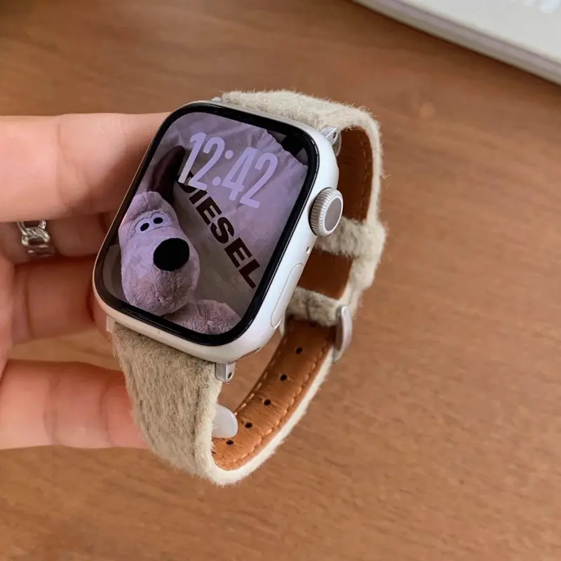 KVZUVUU Watch Band Apple Compatibility Woolen, Metal-5