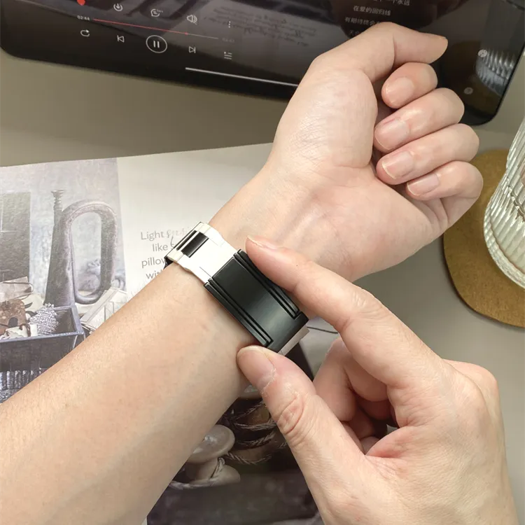 KVZUVUU Apple Compatibility Watch Band Stainless Steel, Rubber Material-28