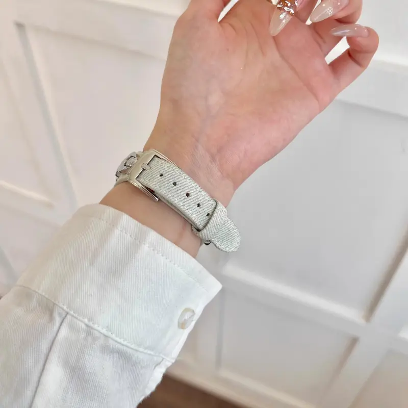 KVZUVUU Watch Band Apple Compatibility Metal, Denim Material-12