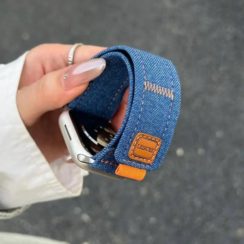 KVZUVUU Apple Compatibility Watch Band 204mm Denim Material-2