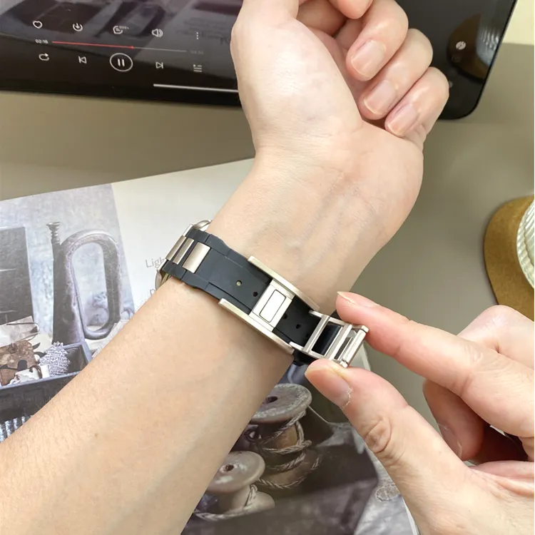 KVZUVUU Apple Compatibility Watch Band Stainless Steel, Rubber Material-16