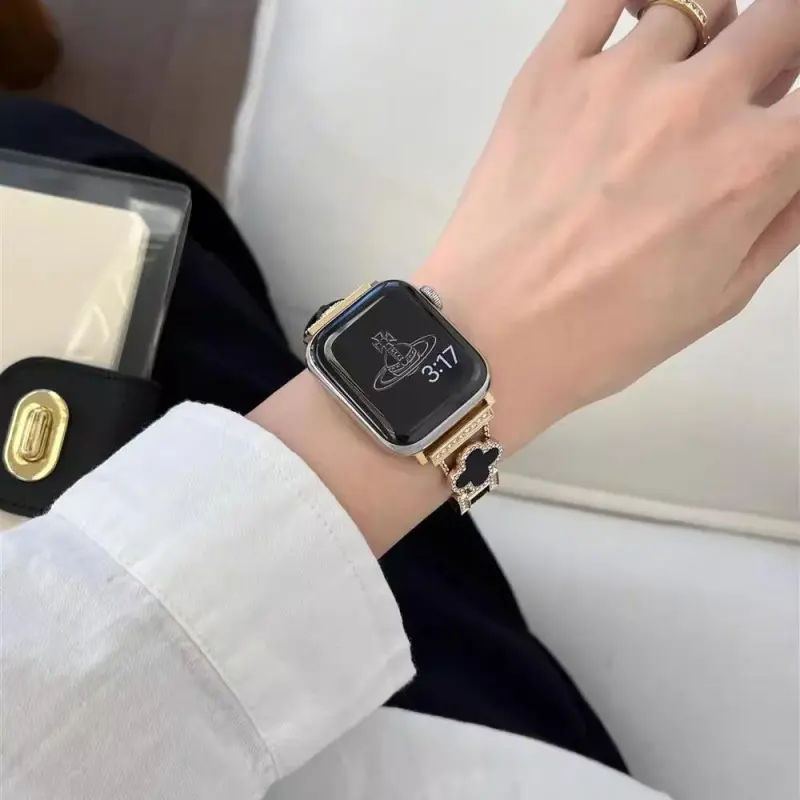 KVZUVUU Watch Band Apple Compatibility Metal Leather Material-8