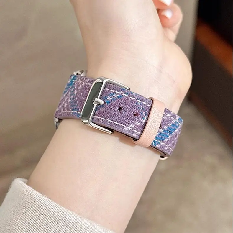 KVZUVUU Watch Band Apple Compatibility Wool Felt, Leather Material-6