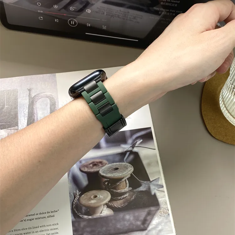 KVZUVUU Apple Compatibility Watch Band Stainless Steel, Rubber Material-39