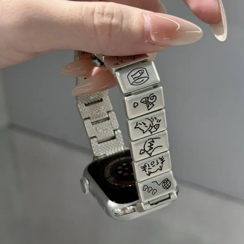KVZUVUU IwatchS10/s9/8/7/6/Ultra Apple Compatibility Watch Band Metal-3