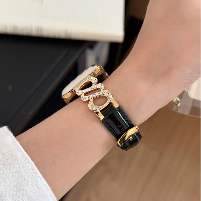 KVZUVUU Apple Compatibility Watch Band Metal, Leather Material-17