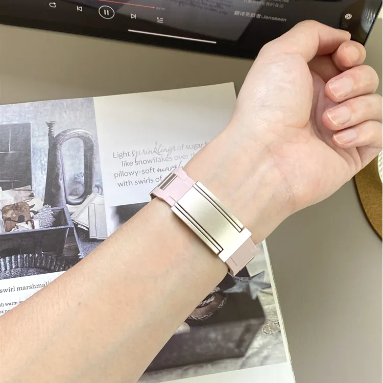 KVZUVUU Apple Compatibility Watch Band Stainless Steel, Rubber Material-3