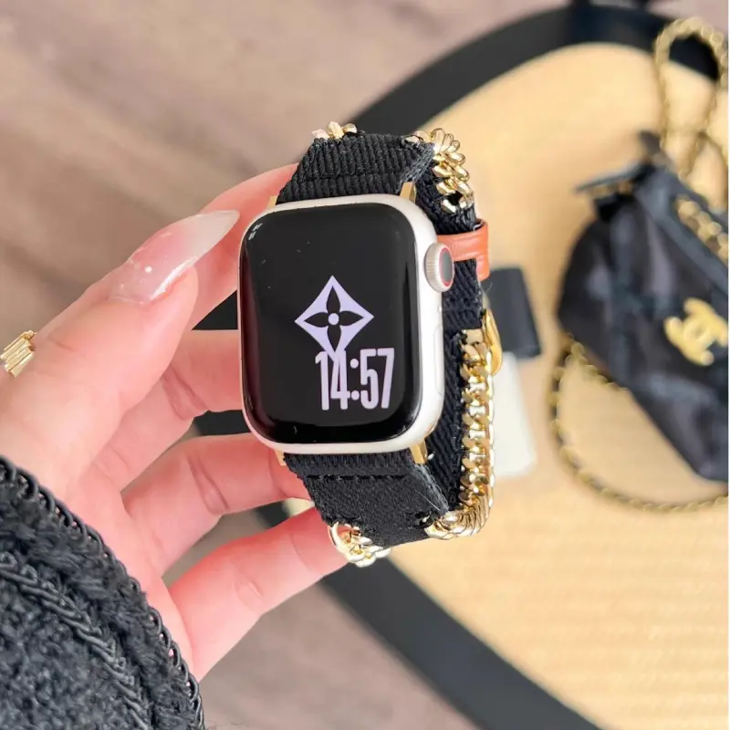 KVZUVUU Apple Compatibility Watch Band Denim Material-1