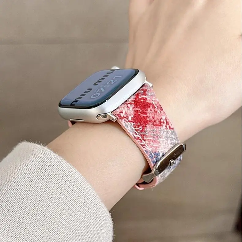 KVZUVUU Watch Band Apple Compatibility Wool Felt, Leather Material-2