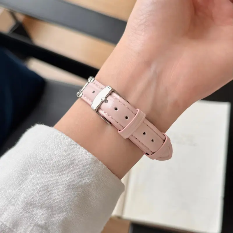 KVZUVUU Apple Compatibility Watch Band Metal, Leather Material-5