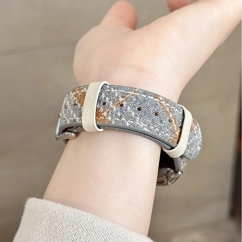 KVZUVUU Watch Band Apple Compatibility Wool Felt, Leather Material-11