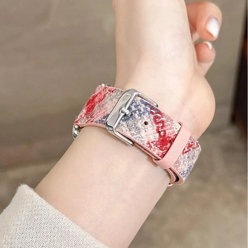 KVZUVUU Watch Band Apple Compatibility Wool Felt, Leather Material-3