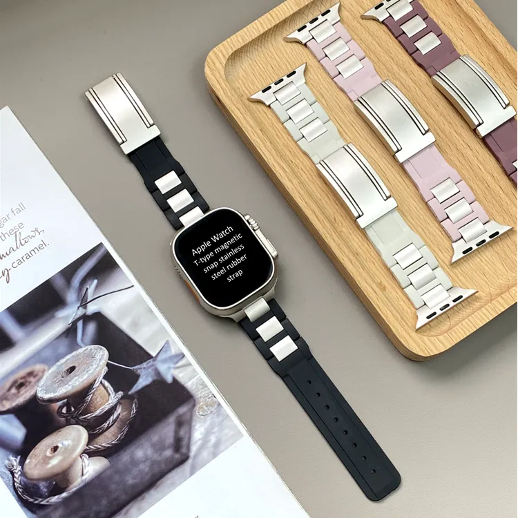 KVZUVUU Apple Compatibility Watch Band Stainless Steel, Rubber Material-17