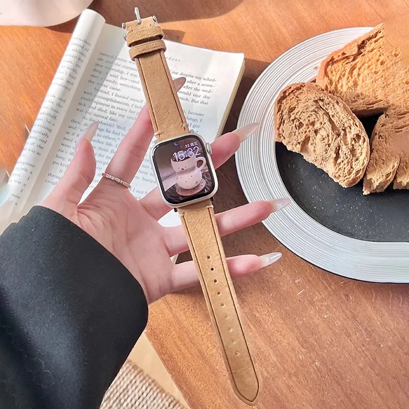 KVZUVUU Watch Band Apple Compatibility Cowhide Leather Material-24