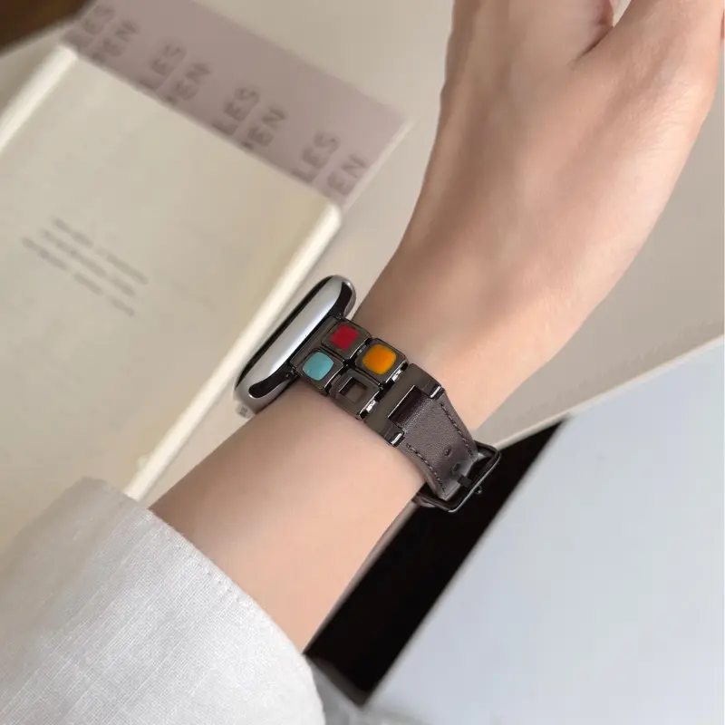 KVZUVUU Apple Compatibility Watch Band Leather Material-7