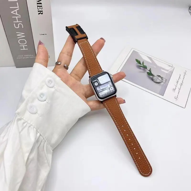 KVZUVUU Apple Compatibility Watch Band Cowhide Leather Material-11