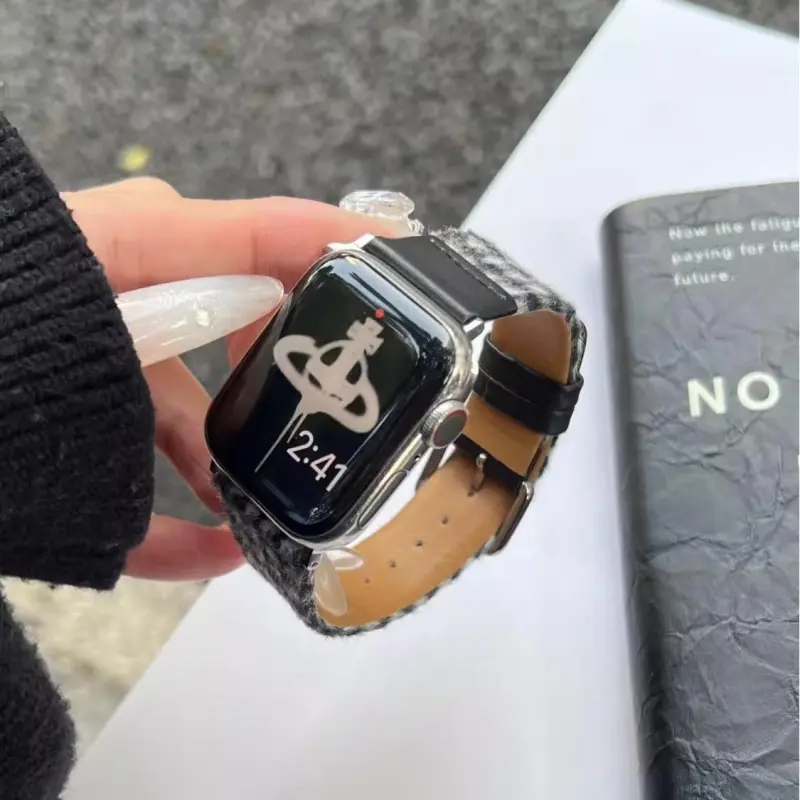 KVZUVUU Watch Band Apple Compatibility Metal, Leather Material-22
