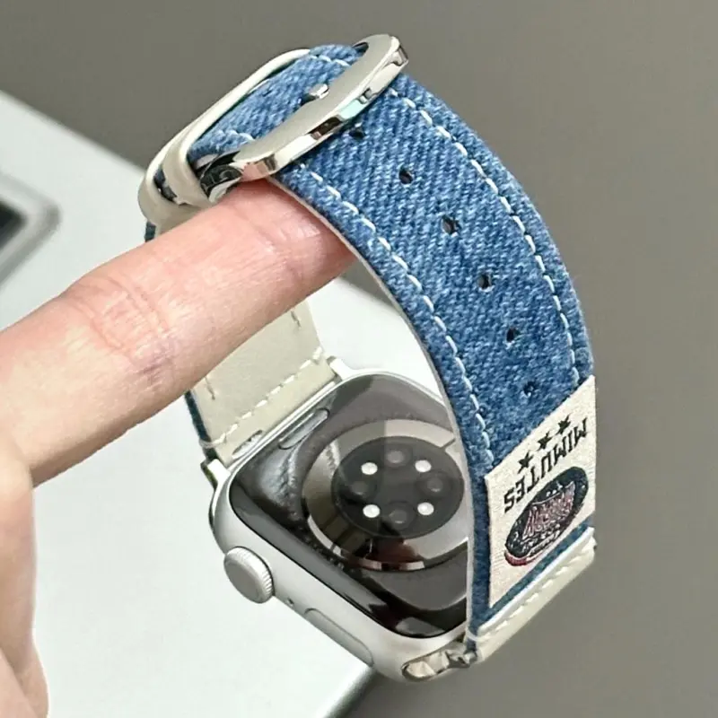 KVZUVUU Apple Compatibility Watch Band Denim Material-1