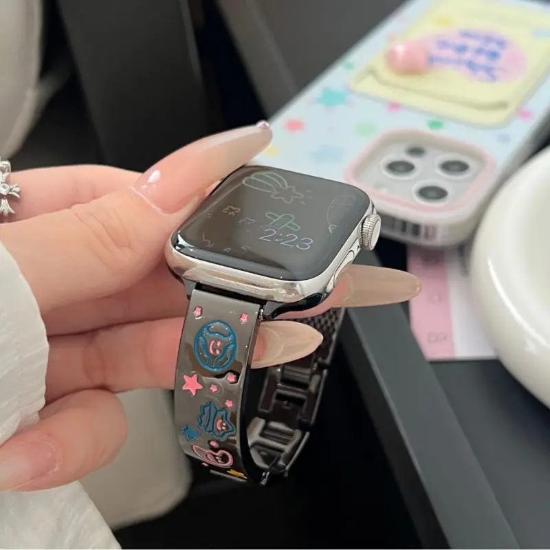 KVZUVUU Apple Compatibility Watch Band Metal-6