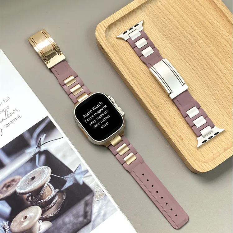 KVZUVUU Apple Compatibility Watch Band Stainless Steel, Rubber Material-47