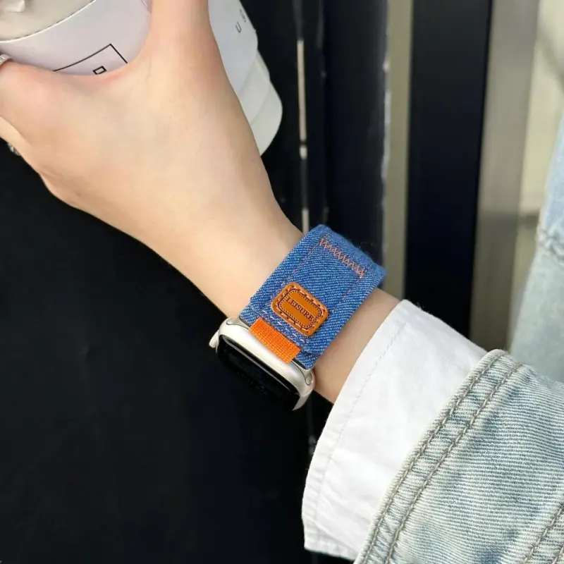 KVZUVUU Apple Compatibility Watch Band 204mm Denim Material-1