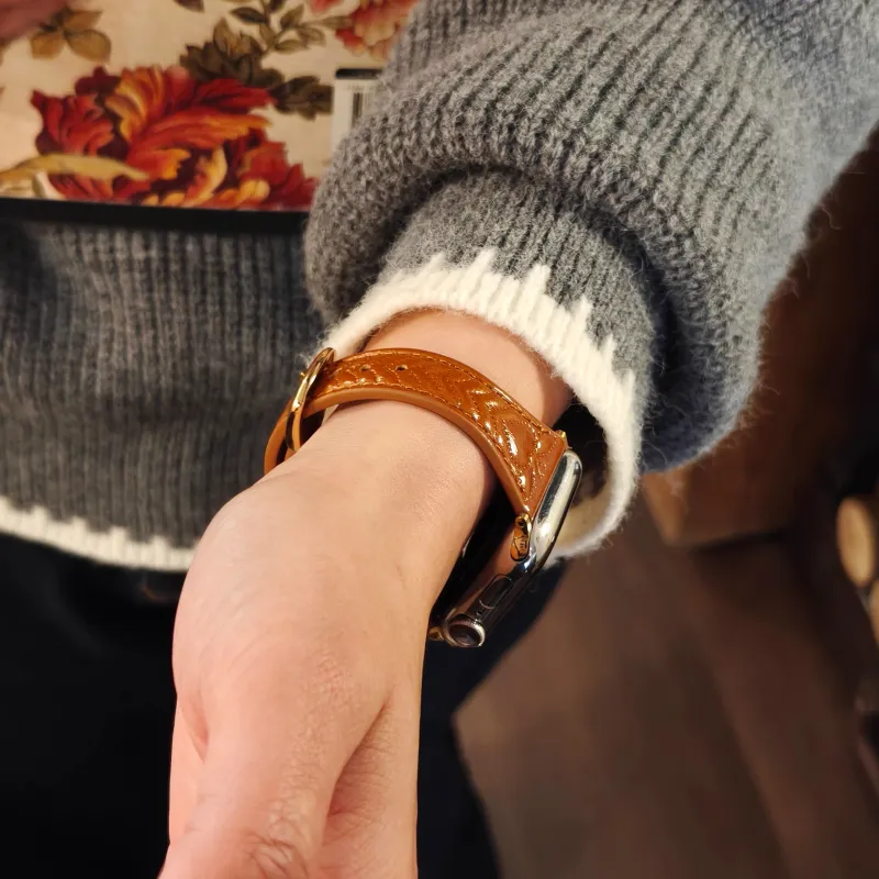KVZUVUU Apple Compatibility Watch Band Cowhide Leather Material-16