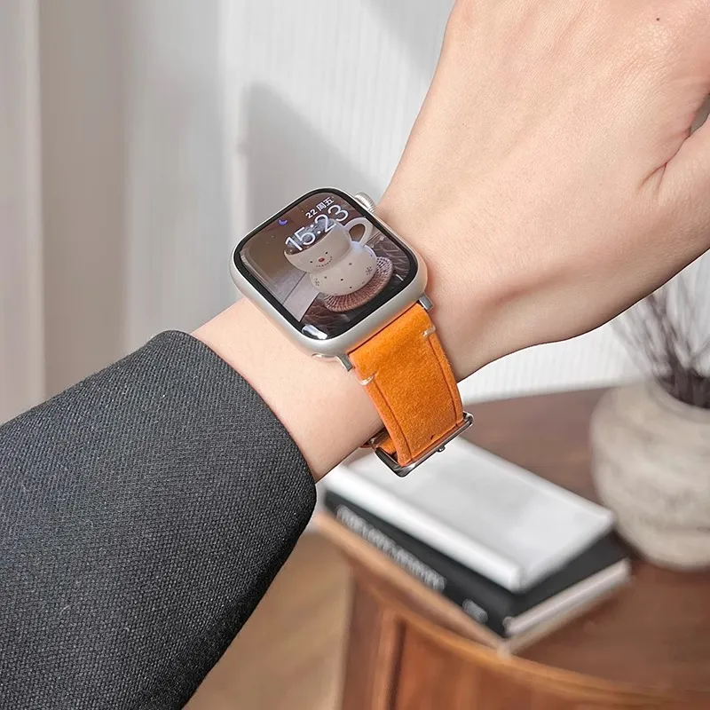 KVZUVUU Watch Band Apple Compatibility Cowhide Leather Material-6