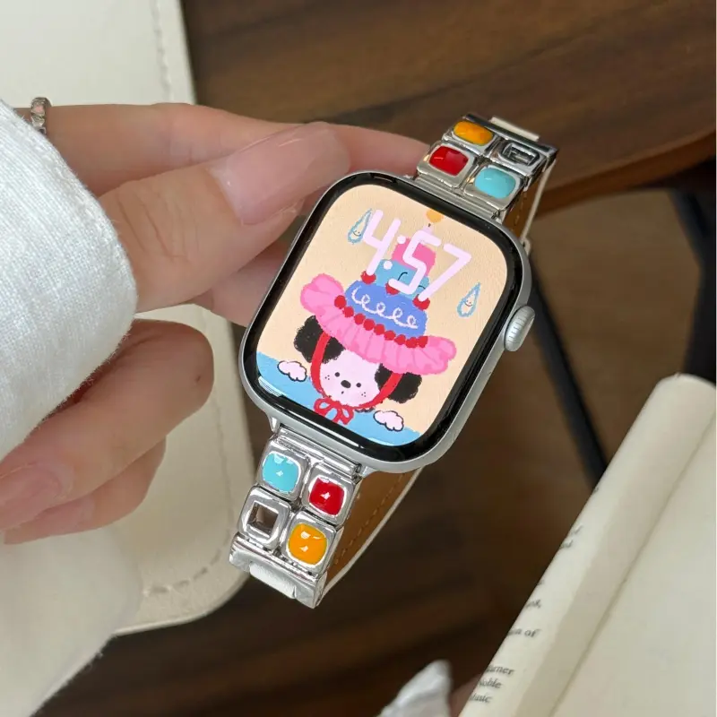 KVZUVUU Apple Compatibility Watch Band Leather Material-4