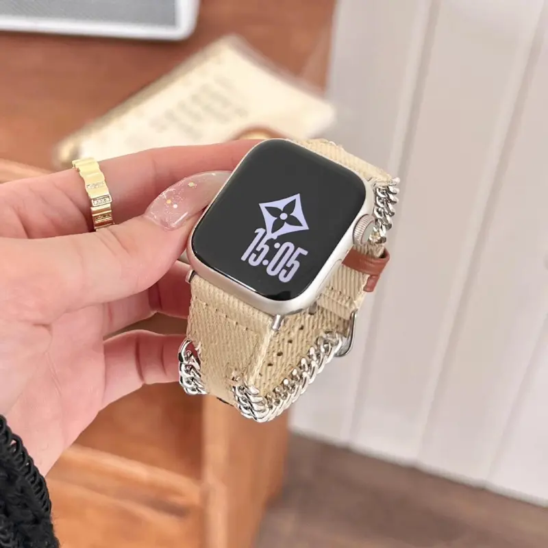 KVZUVUU Apple Compatibility Watch Band Denim Material-8