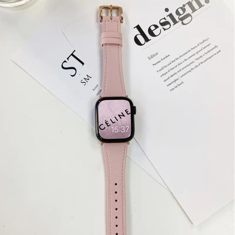 KVZUVUU Watch Band Apple Compatibility Cowhide Leather Material-3