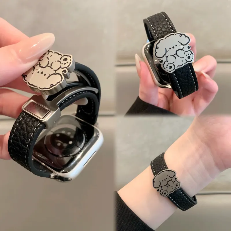 KVZUVUU Apple Compatibility Watch Band Leather-3