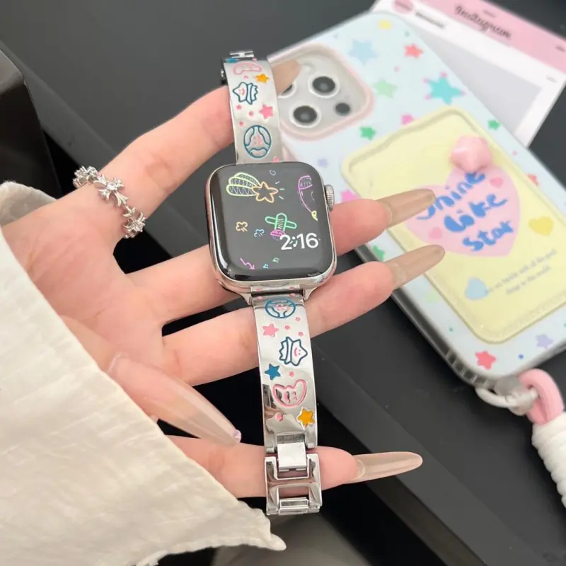 KVZUVUU Apple Compatibility Watch Band Metal-4