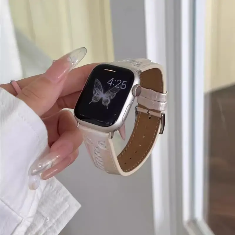 KVZUVUU Watch Band Apple Compatibility Cowhide Leather Material-1