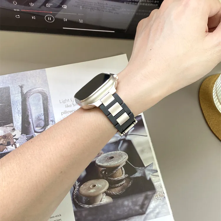 KVZUVUU Apple Compatibility Watch Band Stainless Steel, Rubber Material-14