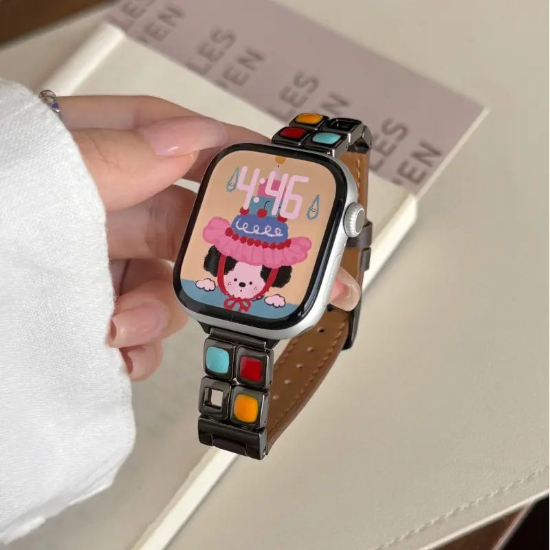 KVZUVUU Apple Compatibility Watch Band Leather Material-9
