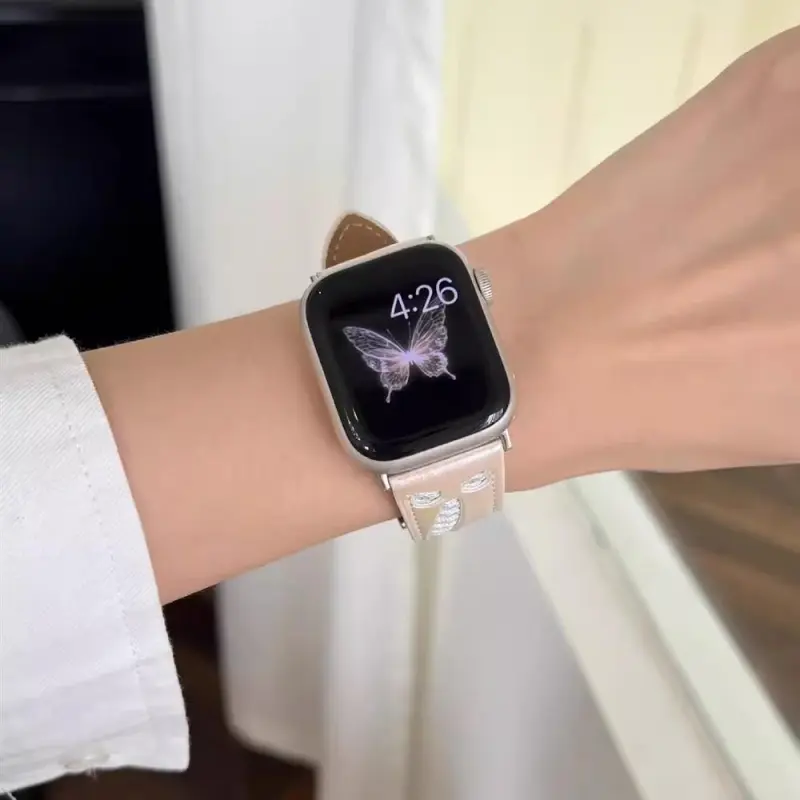 KVZUVUU Watch Band Apple Compatibility Cowhide Leather Material-2