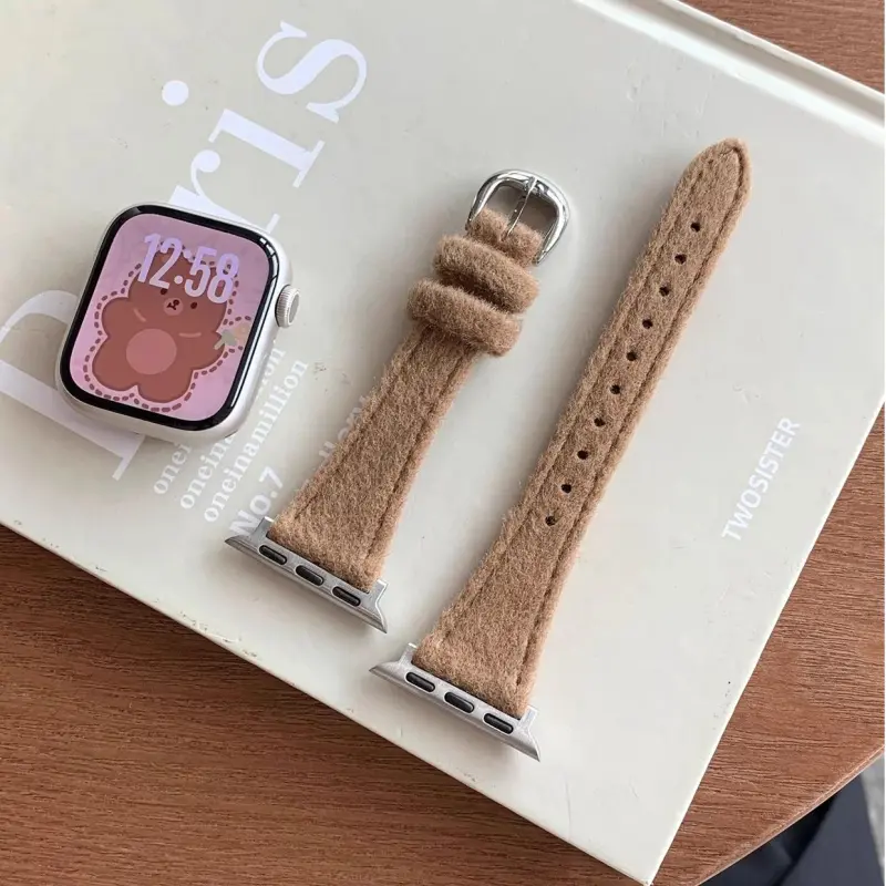 KVZUVUU Watch Band Apple Compatibility Woolen, Metal-16