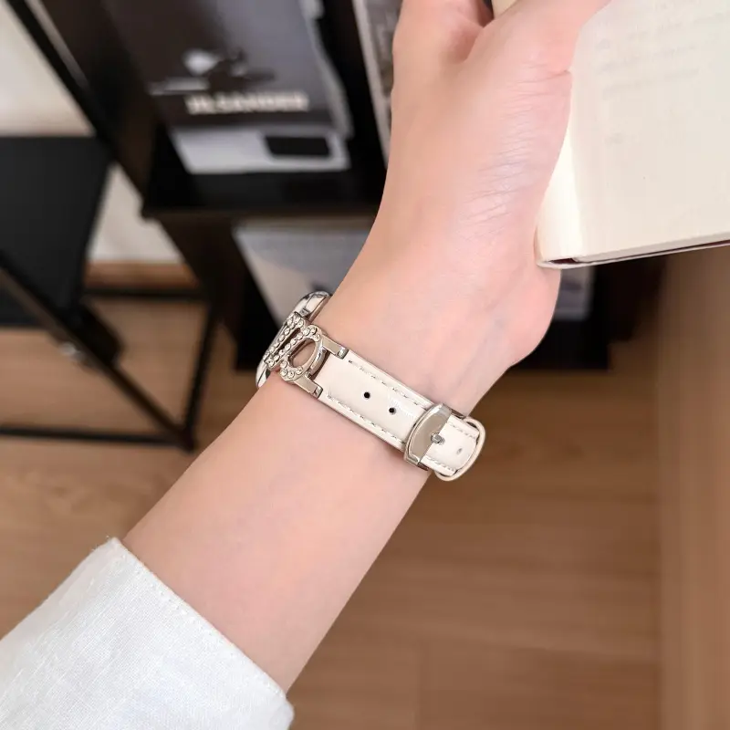 KVZUVUU Apple Compatibility Watch Band Metal, Leather Material-2