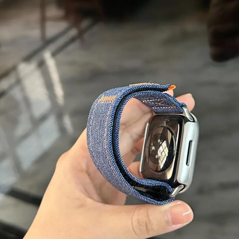 KVZUVUU Apple Compatibility Watch Band 204mm Denim Material-7