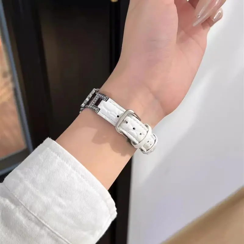 KVZUVUU Watch Band Apple Compatibility Metal Leather Material-14