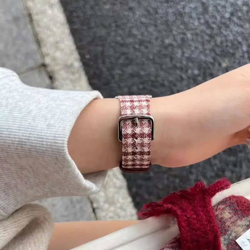 KVZUVUU Watch Band Apple Compatibility Metal, Leather Material-11