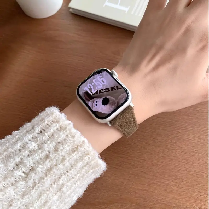 KVZUVUU Watch Band Apple Compatibility Woolen, Metal-18