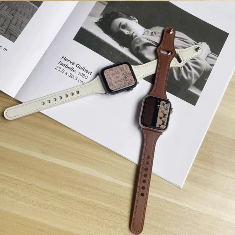 KVZUVUU Apple Compatibility Watch Band Cowhide Leather Material-8