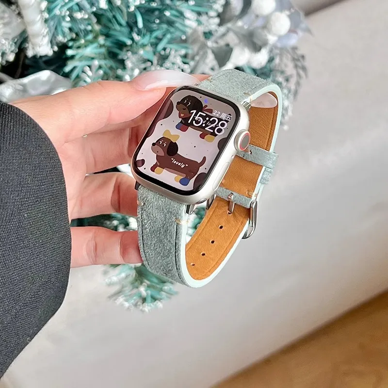 KVZUVUU Watch Band Apple Compatibility Cowhide Leather Material-27
