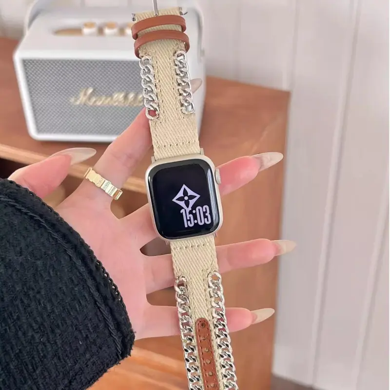 KVZUVUU Apple Compatibility Watch Band Denim Material-9