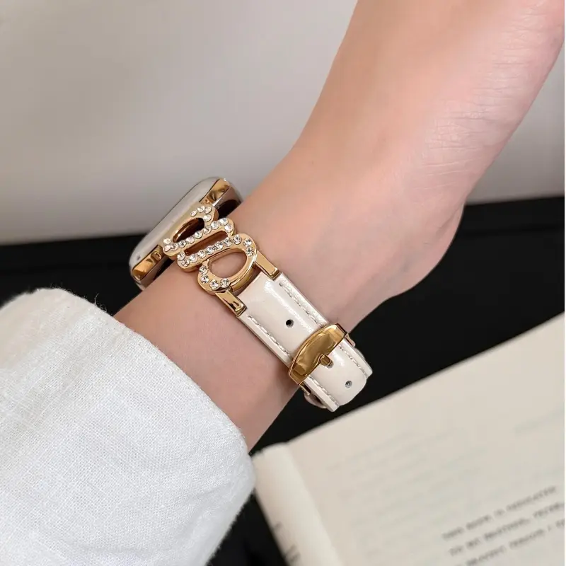 KVZUVUU Apple Compatibility Watch Band Metal, Leather Material-11