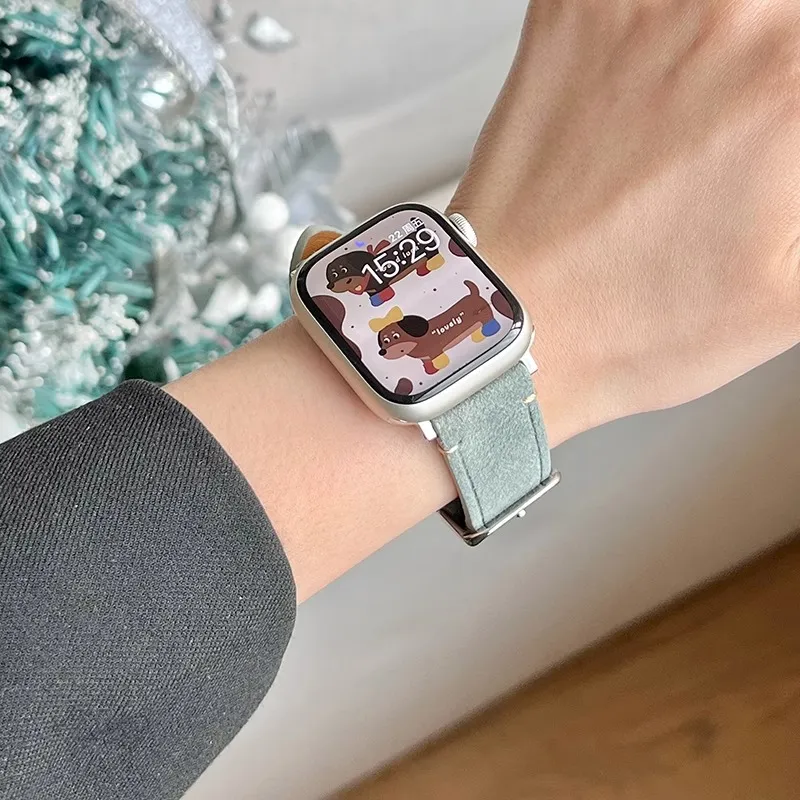 KVZUVUU Watch Band Apple Compatibility Cowhide Leather Material-26