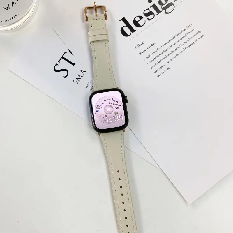 KVZUVUU Watch Band Apple Compatibility Cowhide Leather Material-1